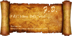 Földes Dávid névjegykártya